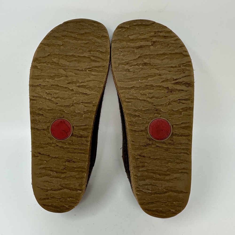 Haflinger Gray Wool Clogs with Brown Trim - Picture 8 of 13